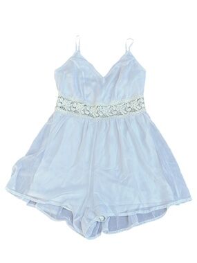 Just Polly NY Women’s M White Boho Lace Romper Adjustable Straps Summer Vacation